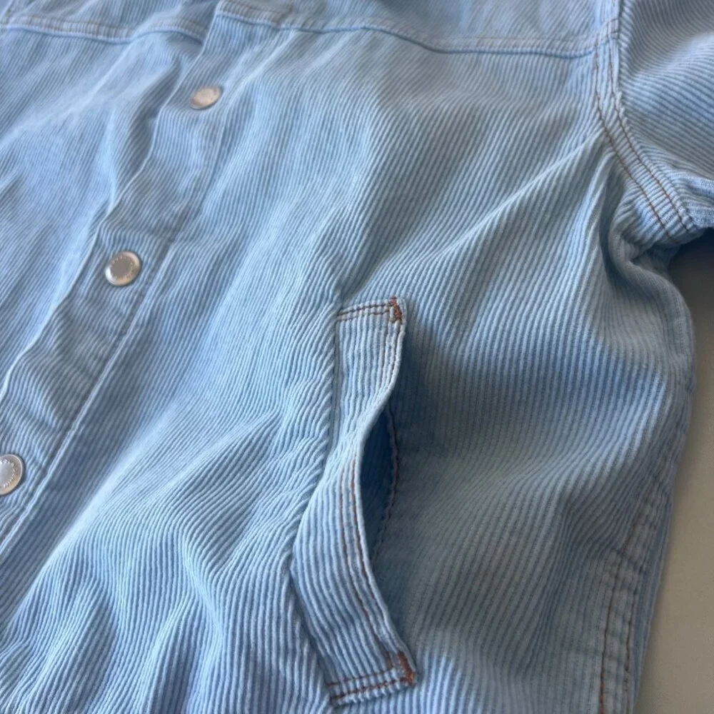Pac Sun Corduroy Cropped Baby Blue Jacket Size Medium